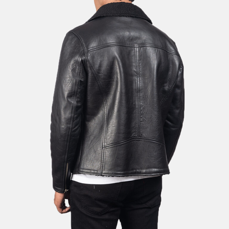 Mens Alberto Shearling Black Leather Biker Jacket4715-8-1557048102130